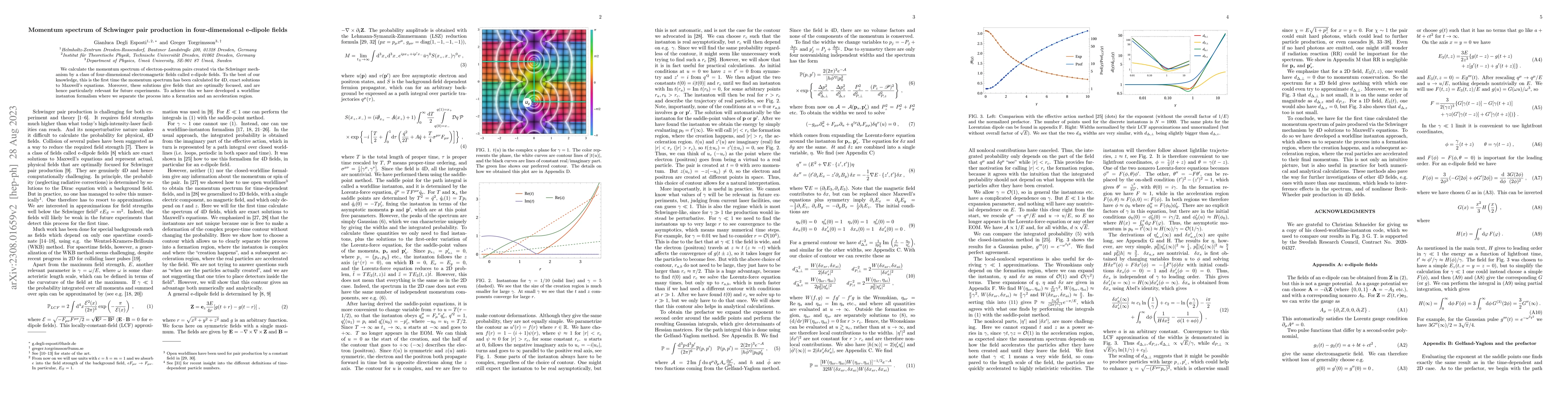 Thumbnail for Momentum spectrum of Schwinger pair production in four-dimensional
  e-dipole fields