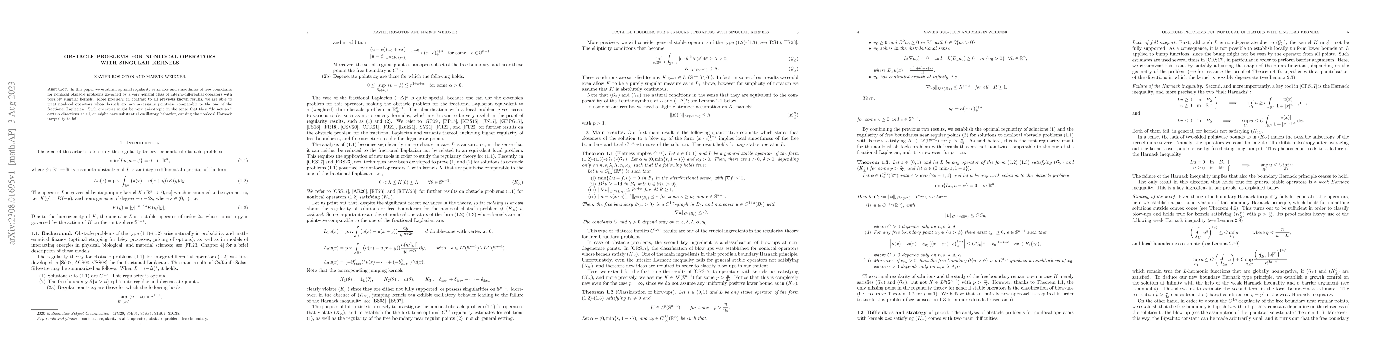 Thumbnail for Obstacle problems for nonlocal operators with singular kernels