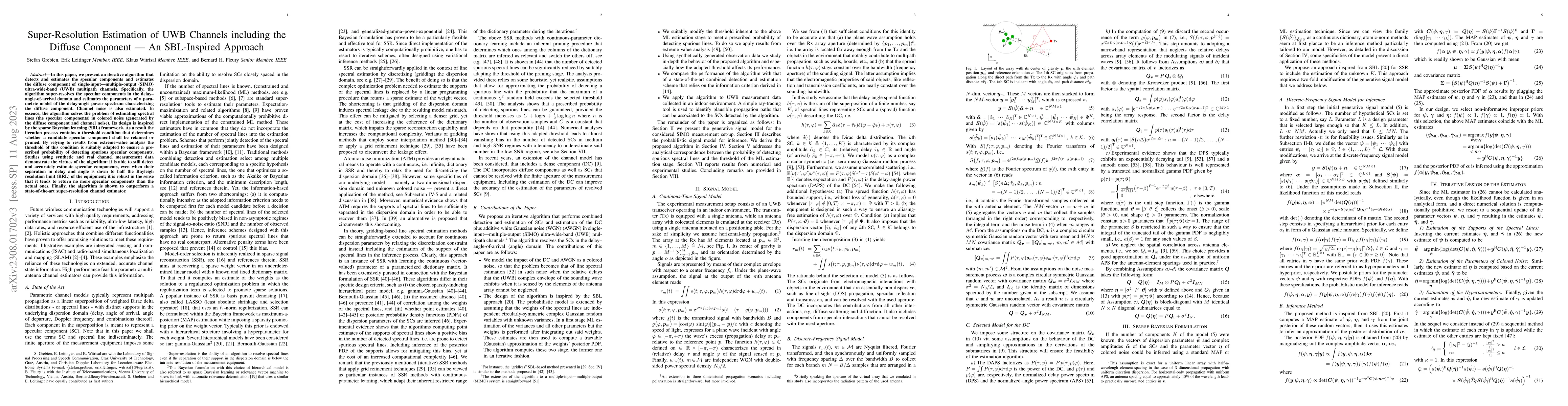 Thumbnail for Super-Resolution Estimation of UWB Channels including the Diffuse
  Component -- An SBL-Inspired Approach