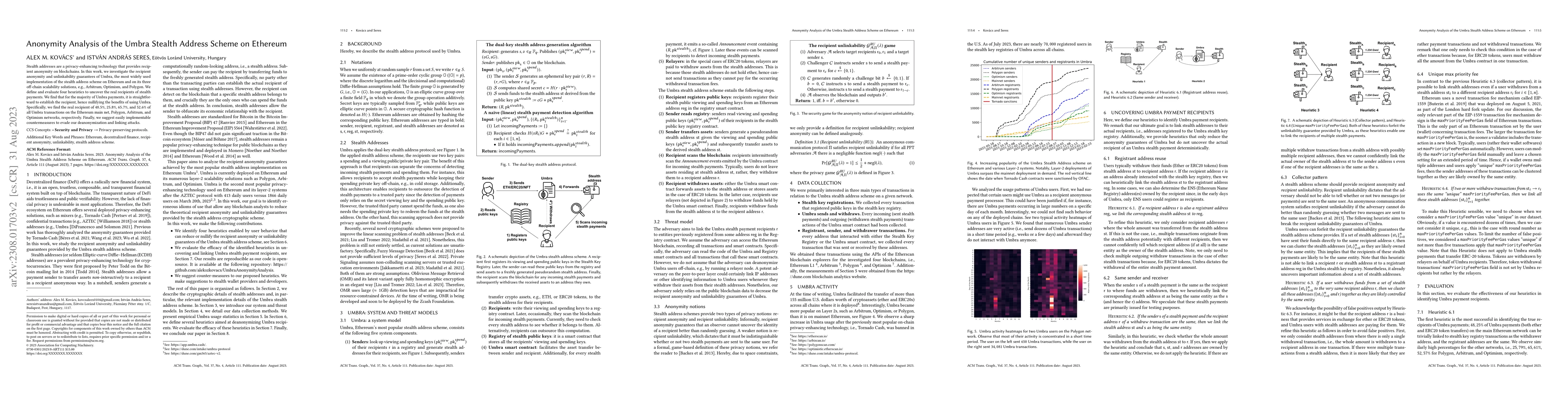 Thumbnail for Anonymity Analysis of the Umbra Stealth Address Scheme on Ethereum