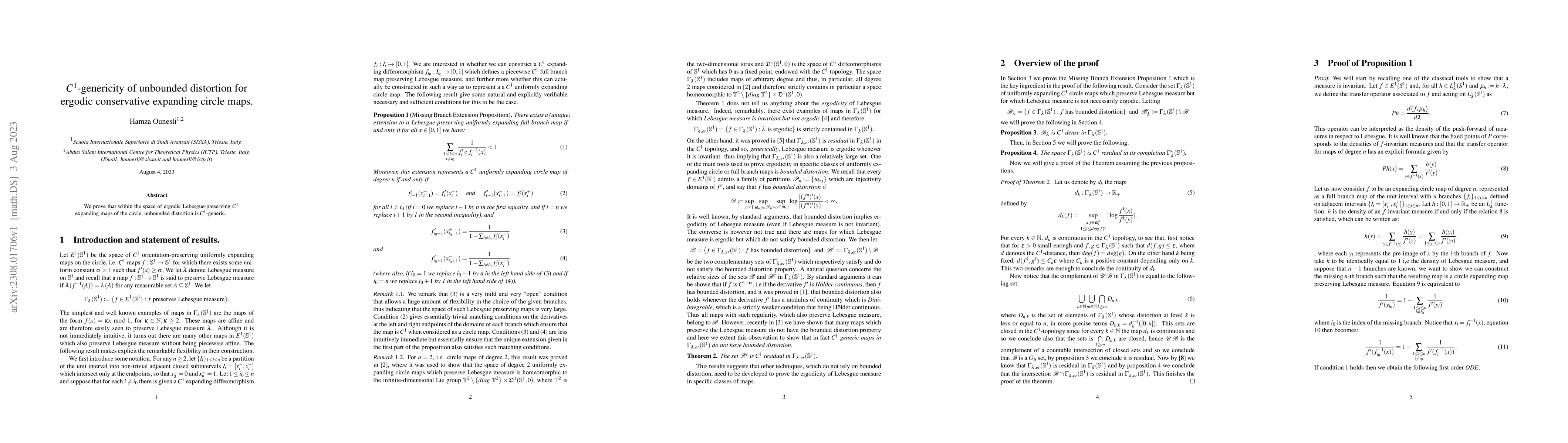 Thumbnail for C1-genericity of unbounded distortion for ergodic conservative expanding
  circle maps