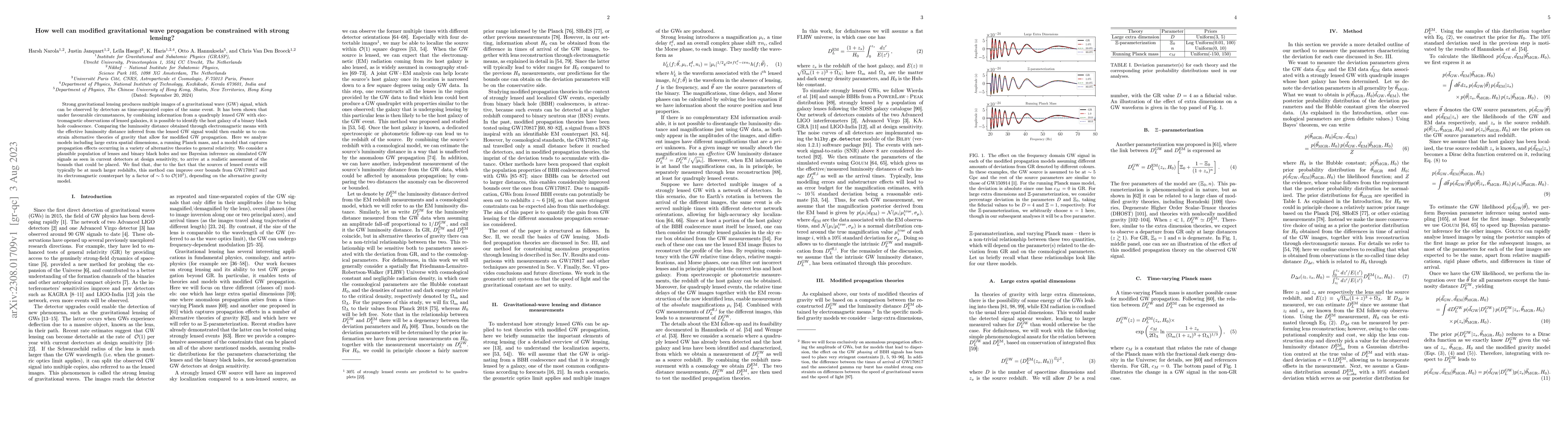 Thumbnail for How well can modified gravitational wave propagation be constrained with
  strong lensing?