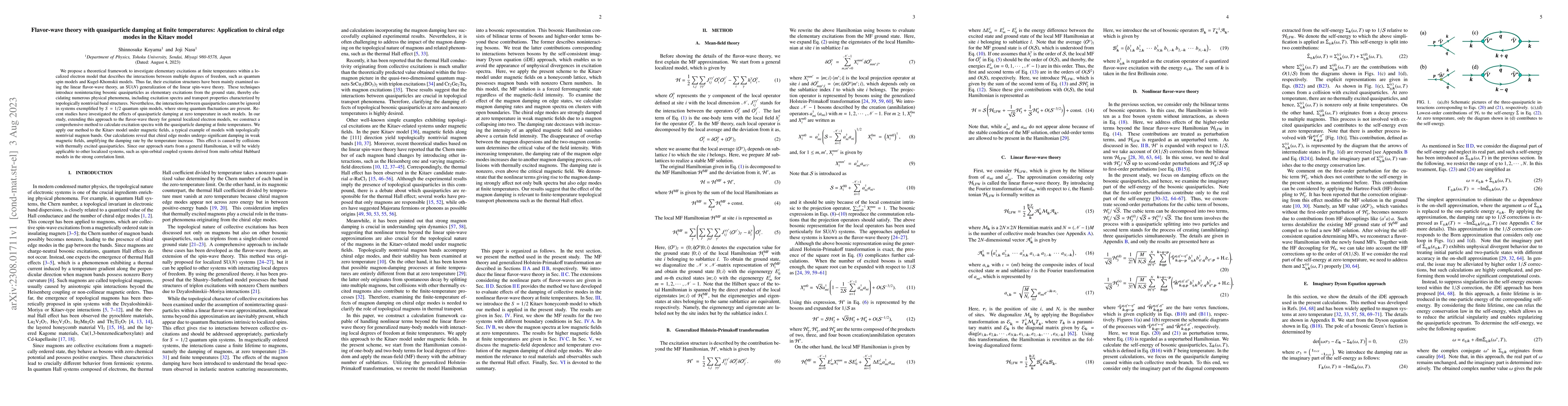 Thumbnail for Flavor-wave theory with quasiparticle damping at finite temperatures:
  Application to chiral edge modes in the Kitaev model