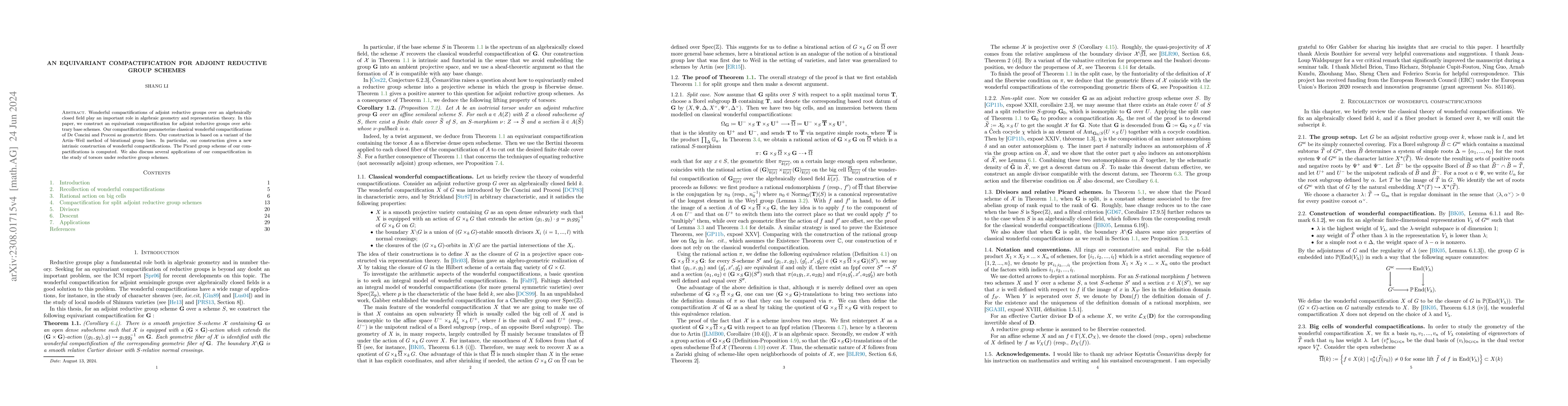 Thumbnail for An equivariant compactification for adjoint reductive group schemes