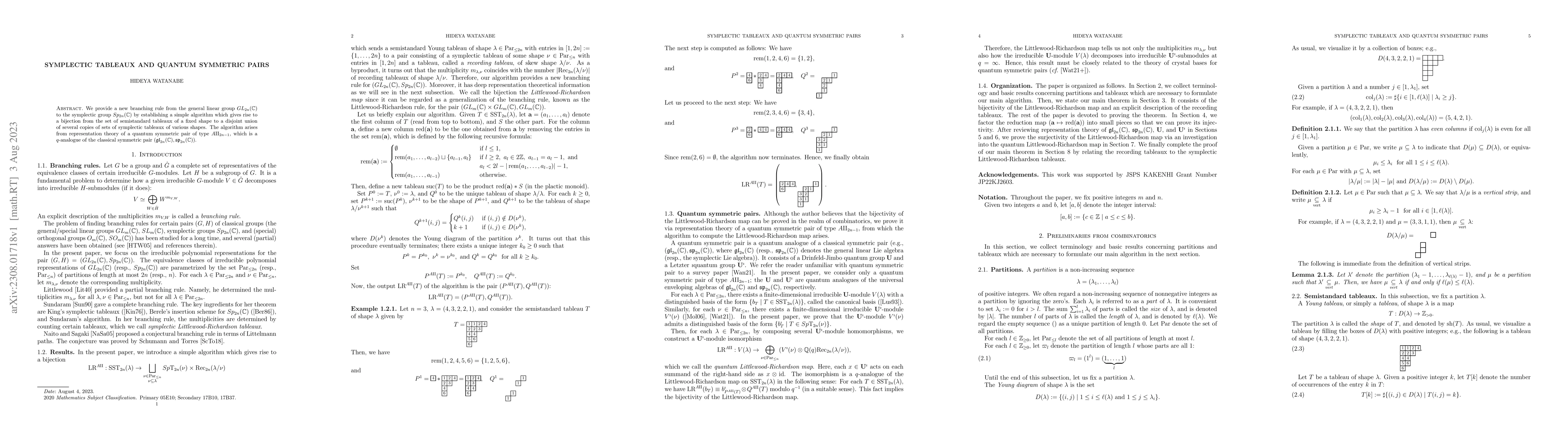 Thumbnail for Symplectic tableaux and quantum symmetric pairs