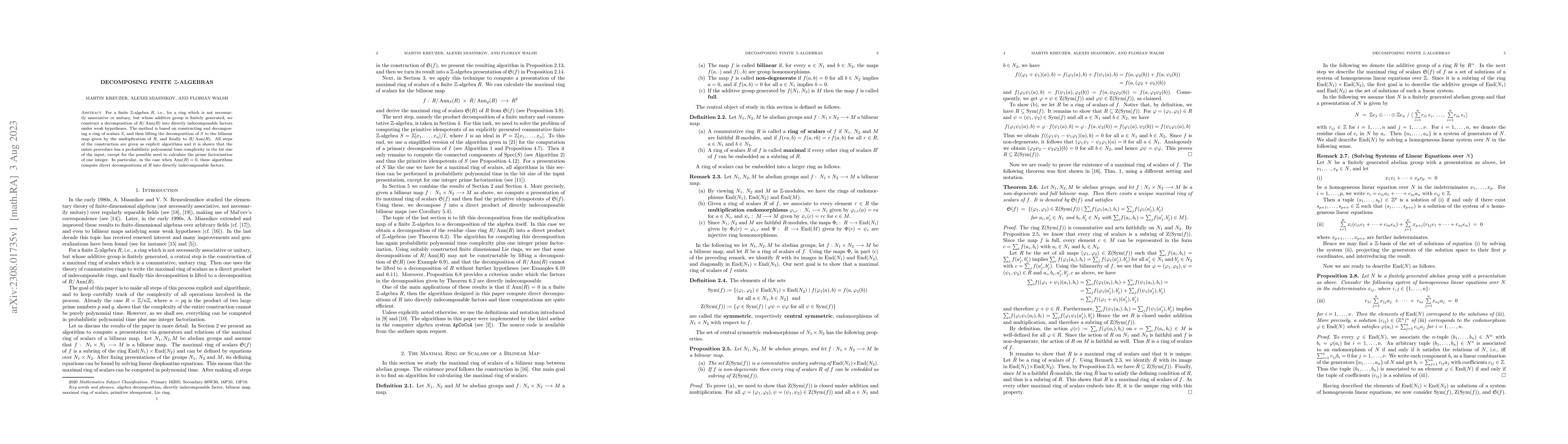 Thumbnail for Decomposing Finite $\mathbb{Z}$-Algebras