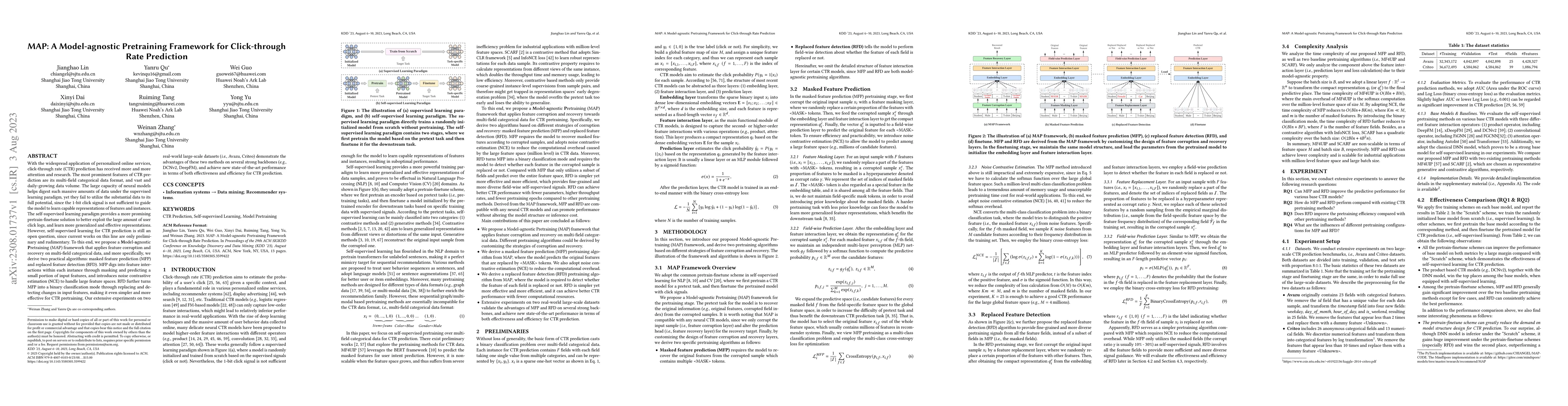 Thumbnail for MAP: A Model-agnostic Pretraining Framework for Click-through Rate
  Prediction