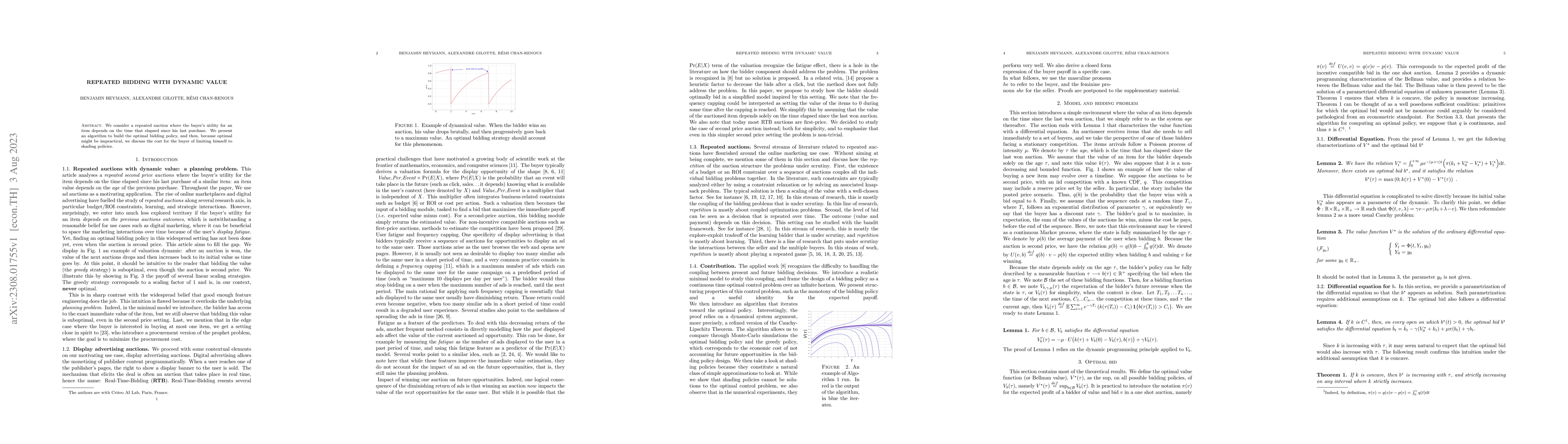Thumbnail for Repeated Bidding with Dynamic Value
