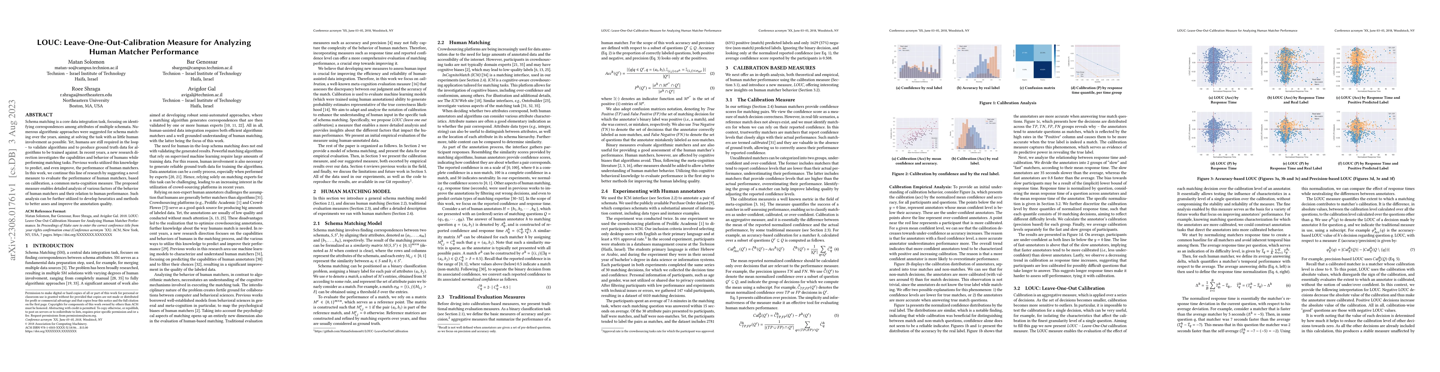 Thumbnail for LOUC: Leave-One-Out-Calibration Measure for Analyzing Human Matcher
  Performance