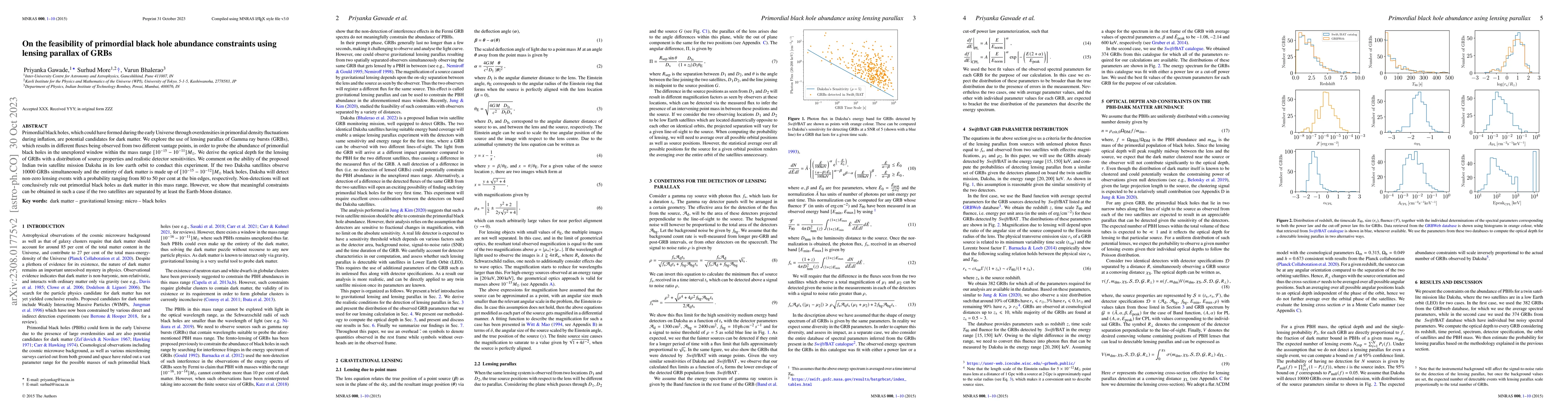 Thumbnail for On the feasibility of primordial black hole abundance constraints using
  lensing parallax of GRBs