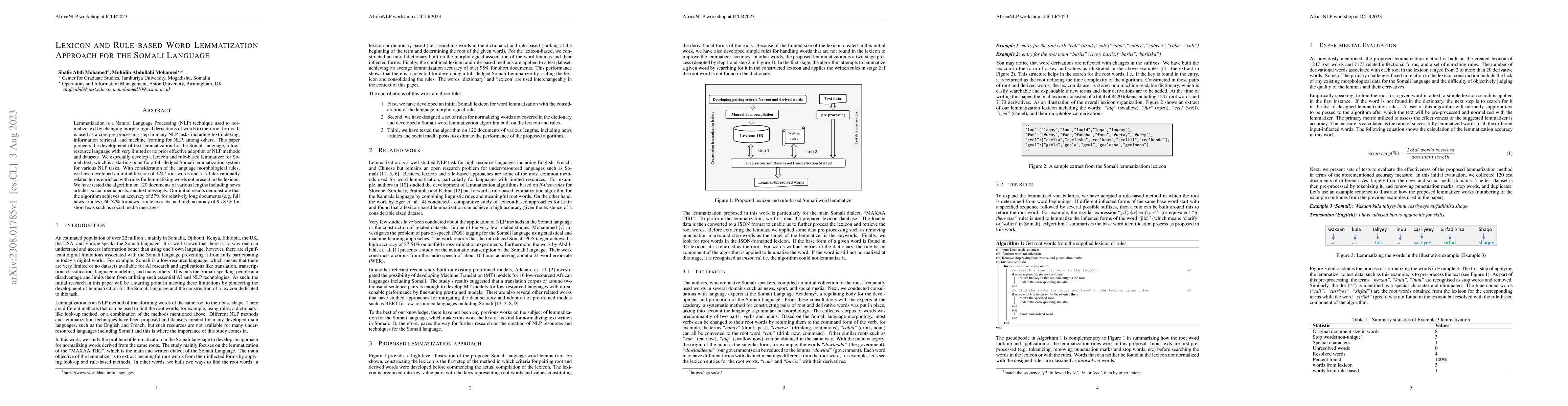 Thumbnail for Lexicon and Rule-based Word Lemmatization Approach for the Somali
  Language