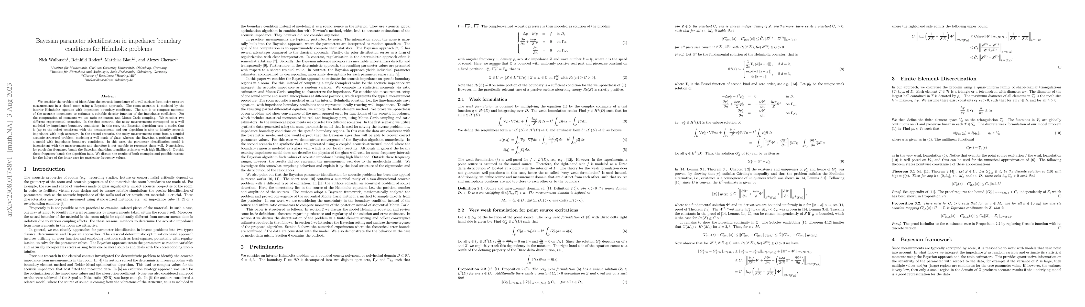 Thumbnail for Bayesian parameter identification in impedance boundary conditions for
  Helmholtz problems