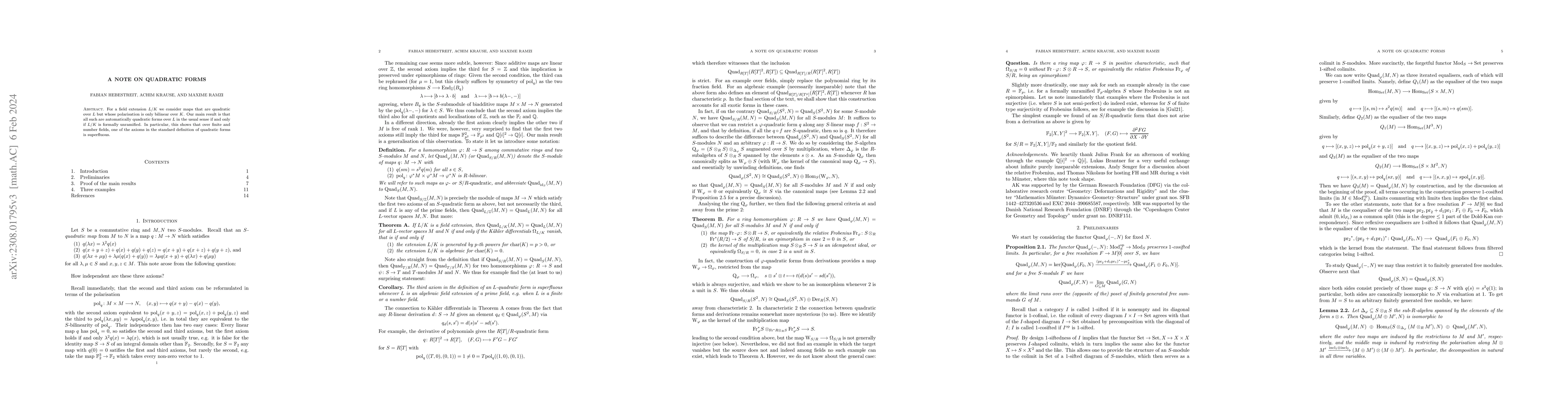 Thumbnail for A note on quadratic forms