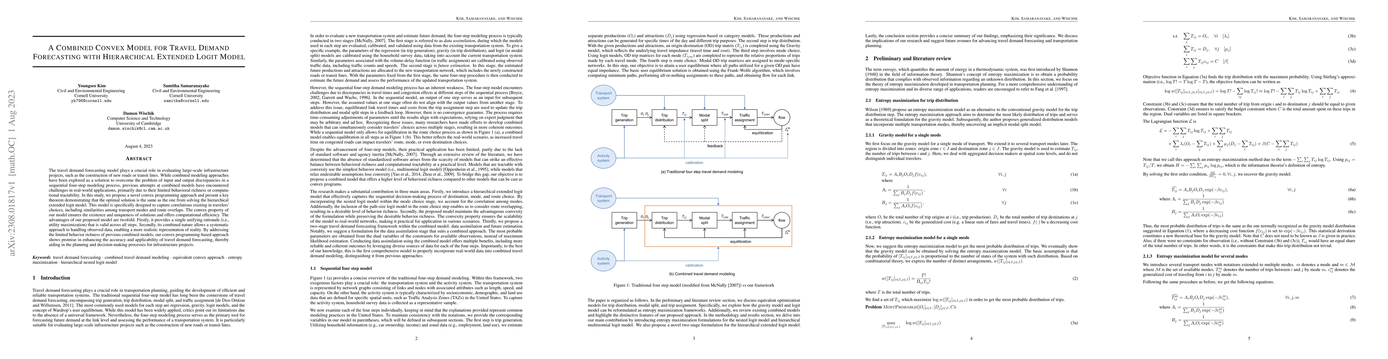 Thumbnail for A Combined Convex Model for Travel Demand Forecasting with Hierarchical
  Extended Logit Model