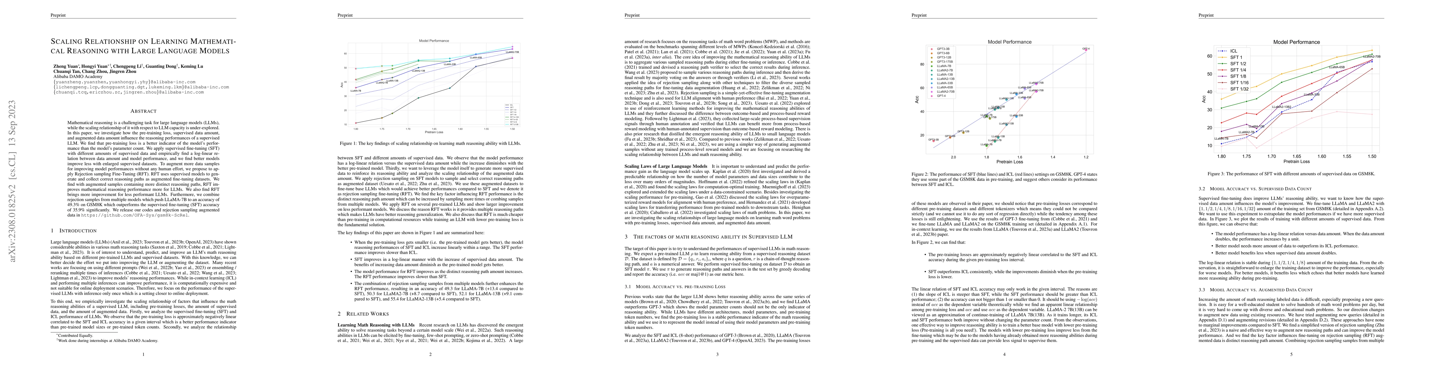 Thumbnail for Scaling Relationship on Learning Mathematical Reasoning with Large
  Language Models