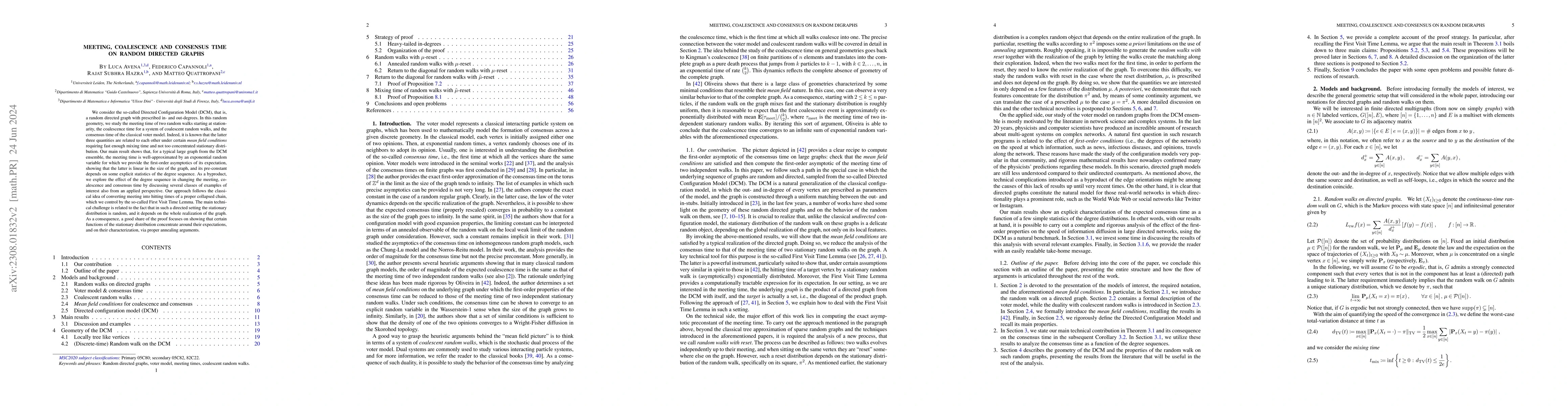 Thumbnail for Meeting, coalescence and consensus time on random directed graphs