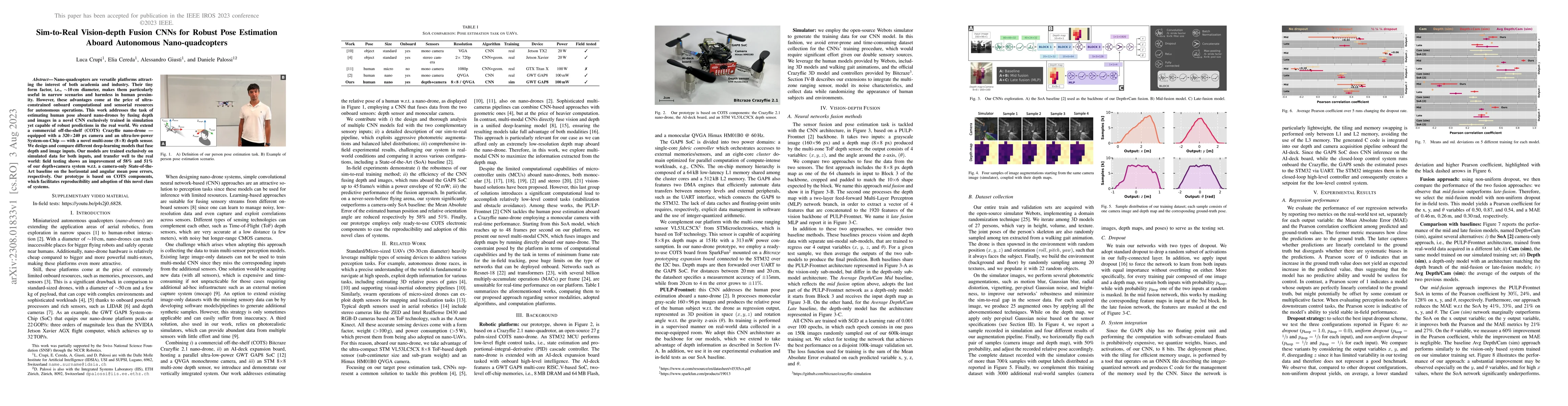 Thumbnail for Sim-to-Real Vision-depth Fusion CNNs for Robust Pose Estimation Aboard
  Autonomous Nano-quadcopter