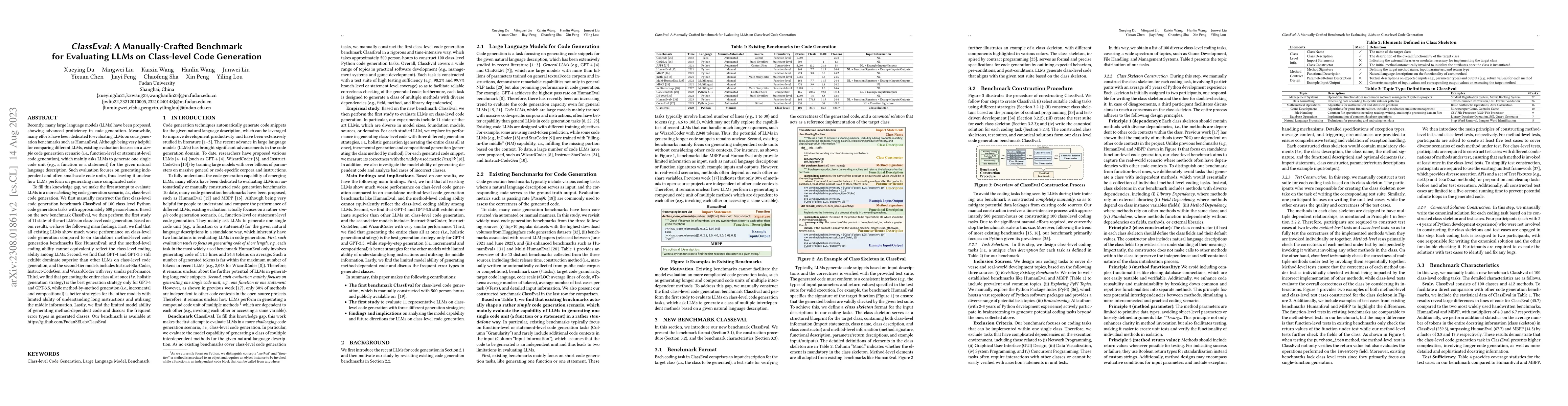 Thumbnail for ClassEval: A Manually-Crafted Benchmark for Evaluating LLMs on
  Class-level Code Generation