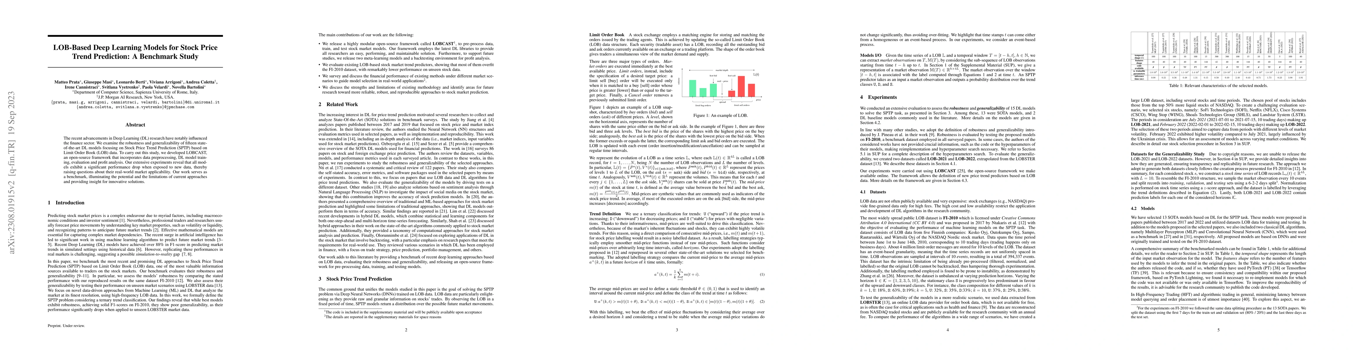 Thumbnail for LOB-Based Deep Learning Models for Stock Price Trend Prediction: A
  Benchmark Study