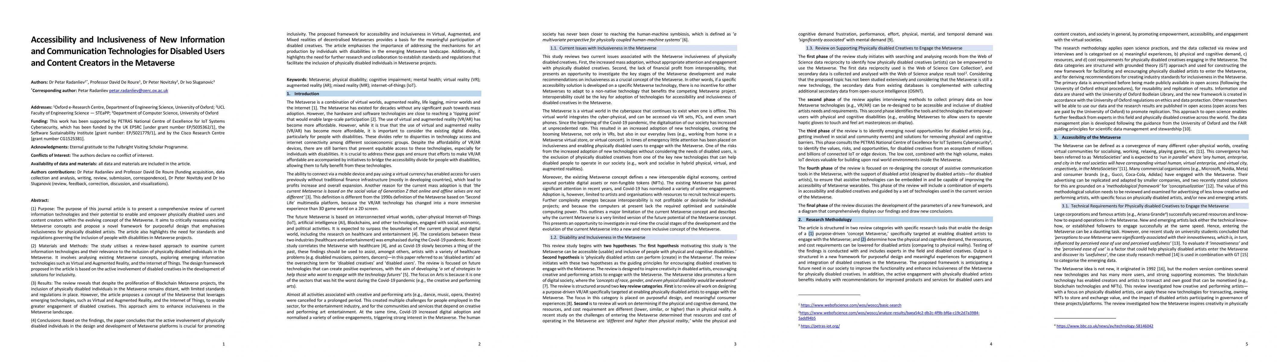 Thumbnail for Accessibility and Inclusiveness of New Information and Communication
  Technologies for Disabled Users and Content Creators in the Metaverse
