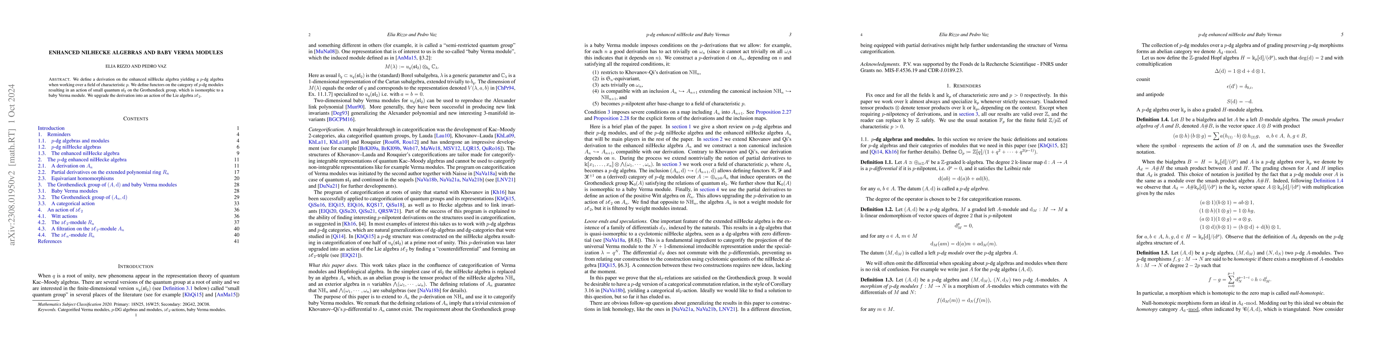 Thumbnail for Enhanced nilHecke algebras and baby Verma modules