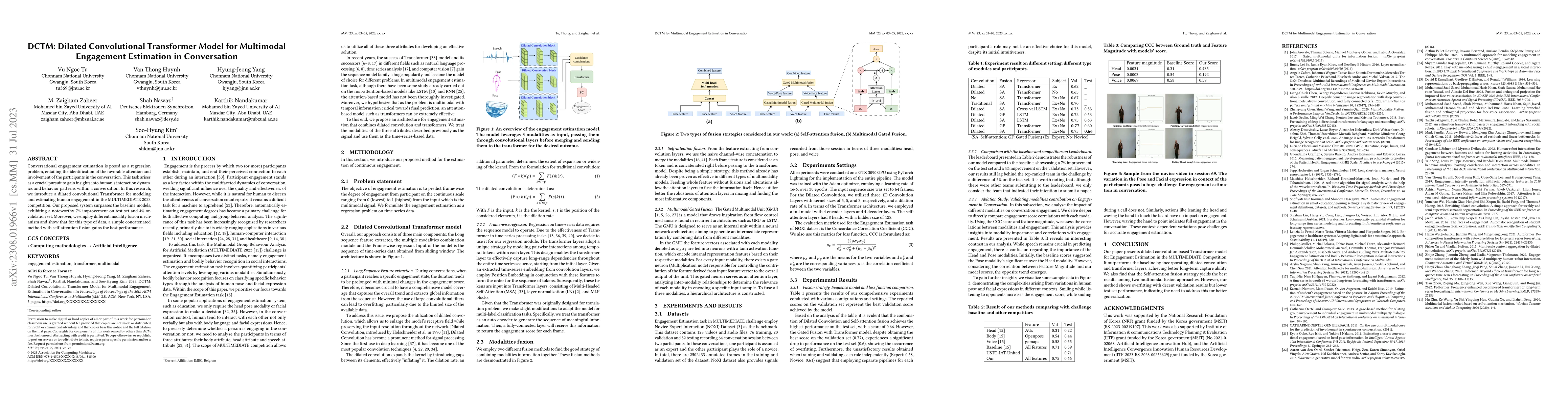 Thumbnail for DCTM: Dilated Convolutional Transformer Model for Multimodal Engagement
  Estimation in Conversation