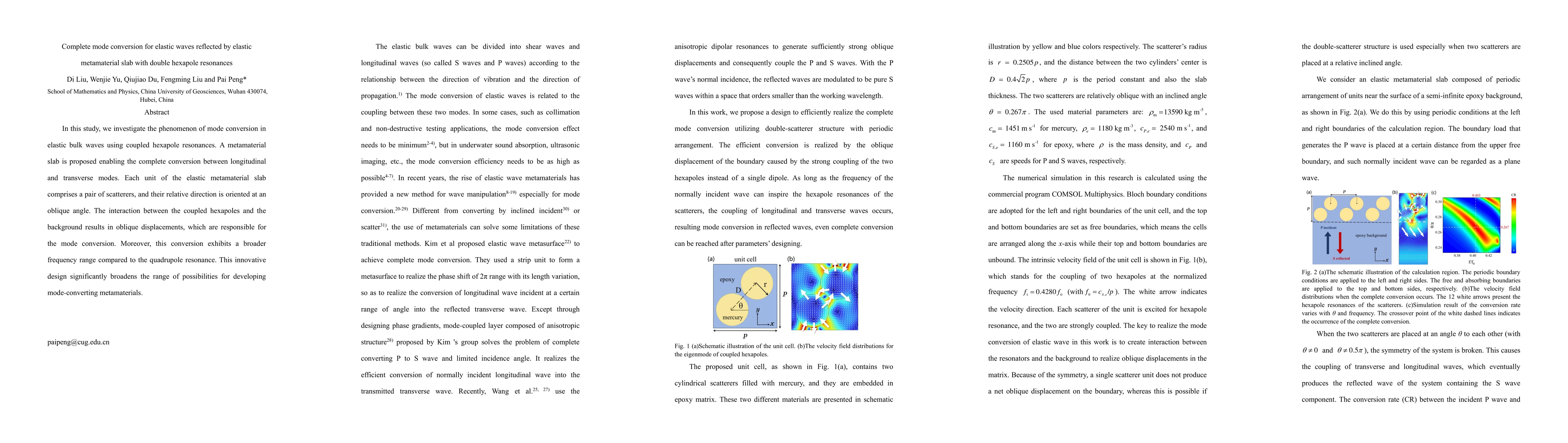 Thumbnail for Complete mode conversion for elastic waves reflected by elastic
  metamaterial slab with double hexapole resonances