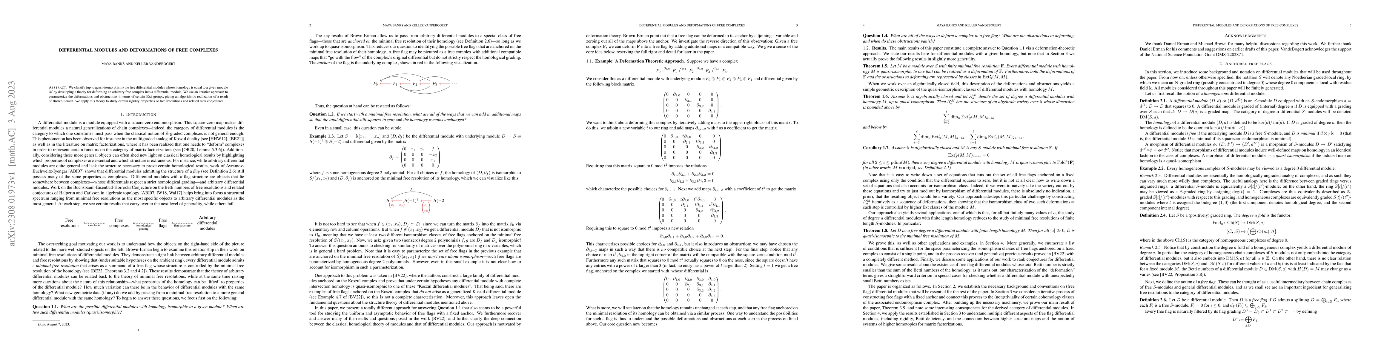 Thumbnail for Differential modules and Deformations of Free Complexes