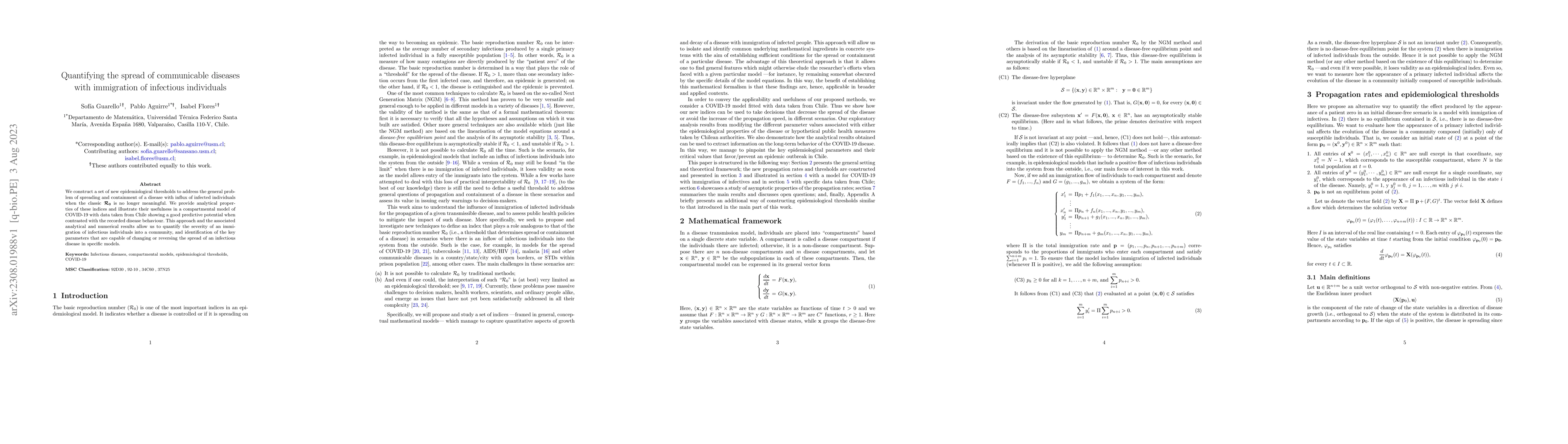 Thumbnail for Quantifying the spread of communicable diseases with immigration of
  infectious individuals