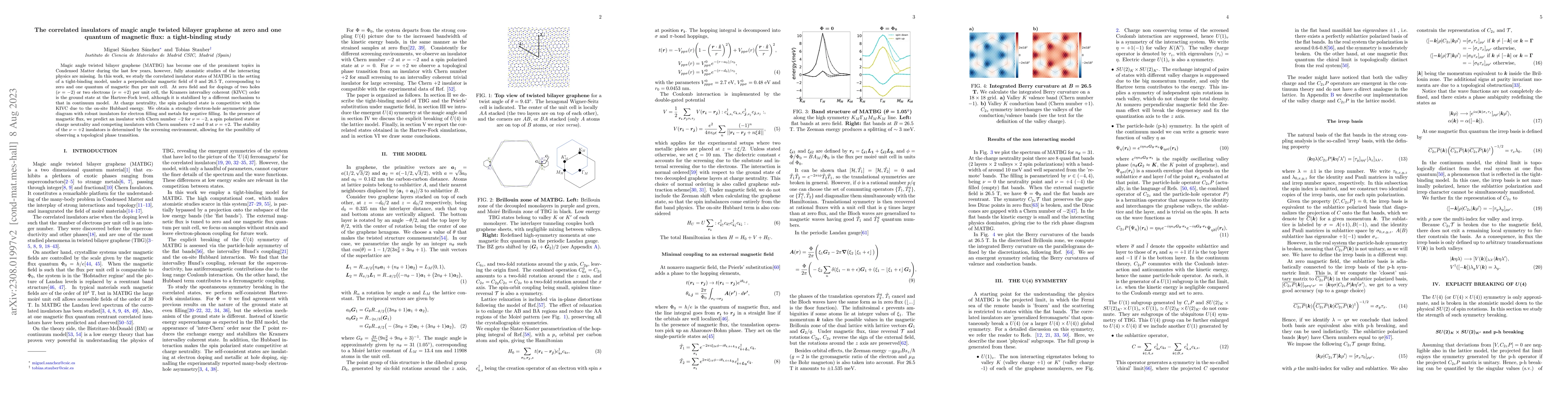 Thumbnail for The correlated insulators of magic angle twisted bilayer graphene at
  zero and one quantum of magnetic flux: a tight-binding study