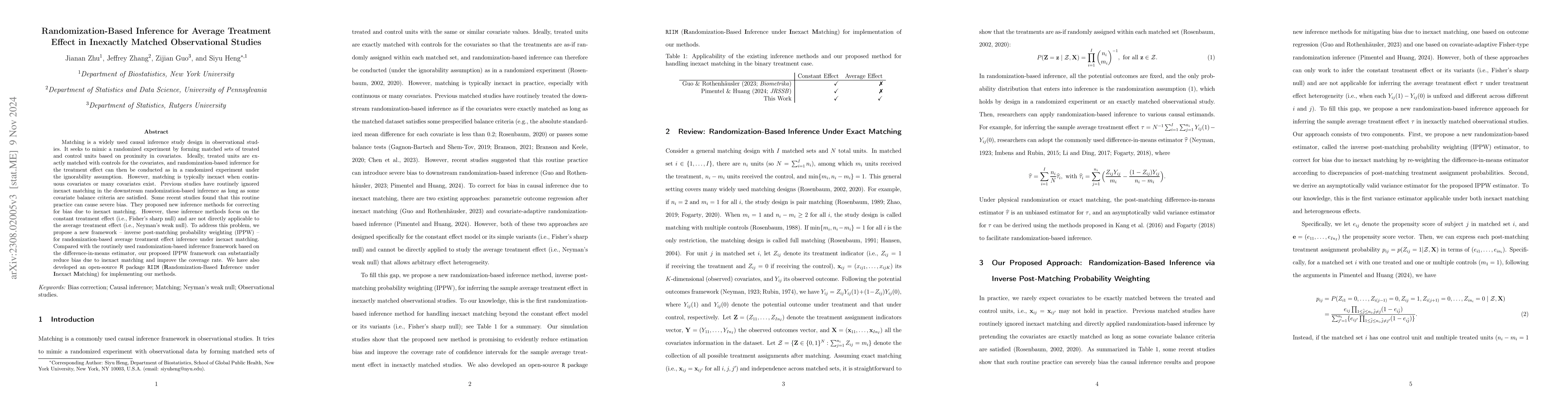 Thumbnail for Bias Correction for Randomization-Based Estimation in Inexactly Matched
  Observational Studies