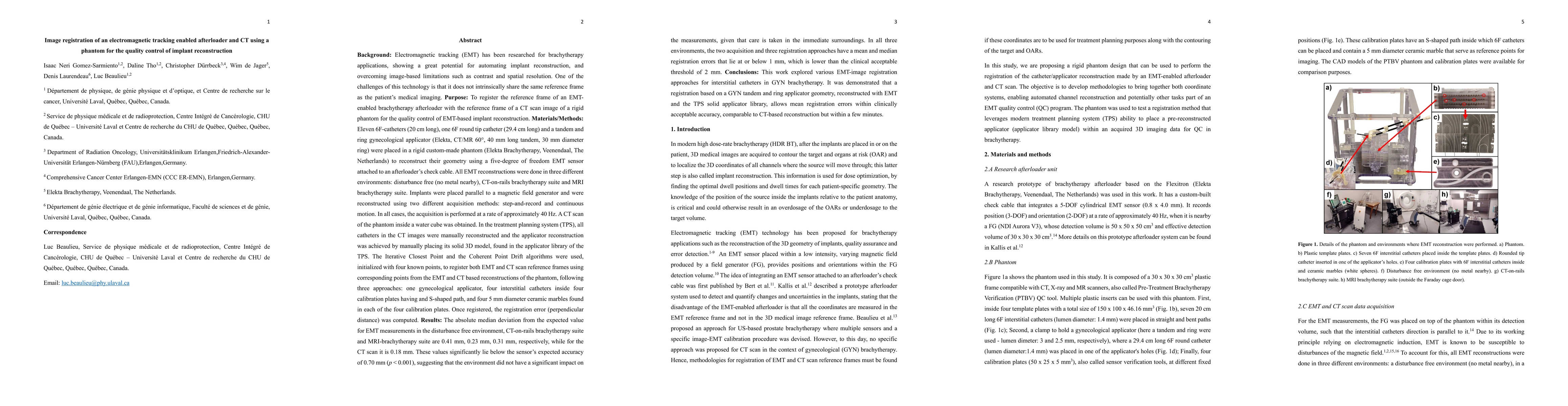 Thumbnail for Image registration of an electromagnetic tracking enabled afterloader
  and CT using a phantom for the quality control of implant reconstruction