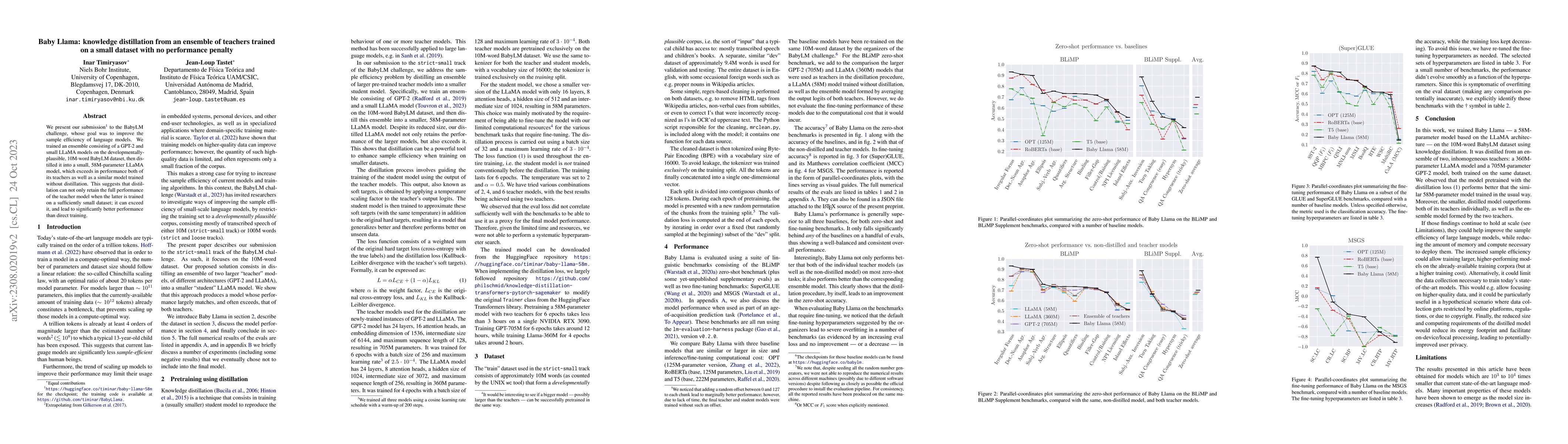 Thumbnail for Baby Llama: knowledge distillation from an ensemble of teachers trained
  on a small dataset with no performance penalty
