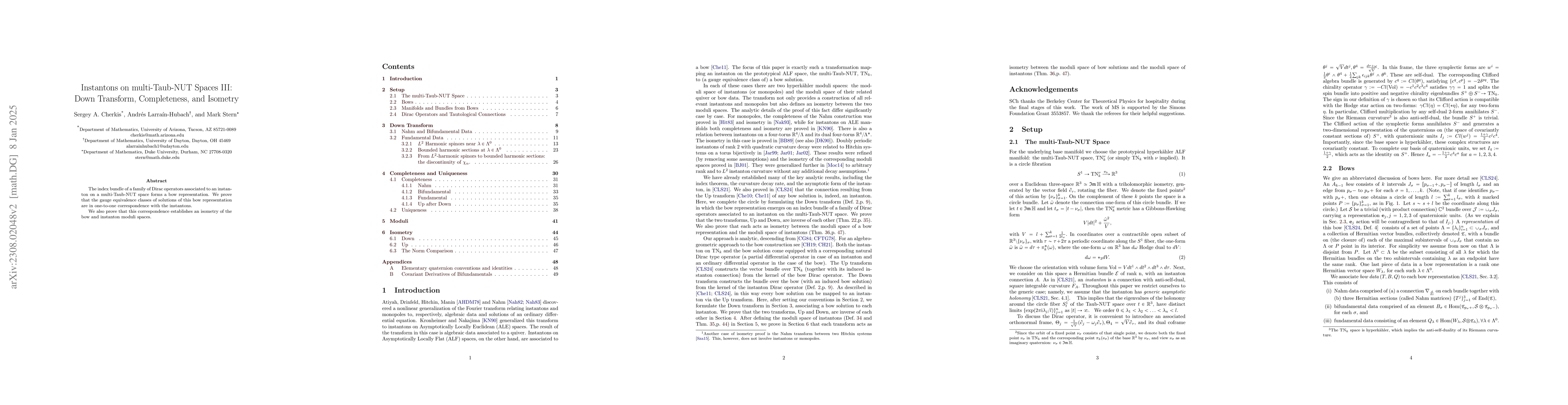 Thumbnail for Instantons on multi-Taub-NUT Spaces III: Down Transform, Completeness,
  and Isometry