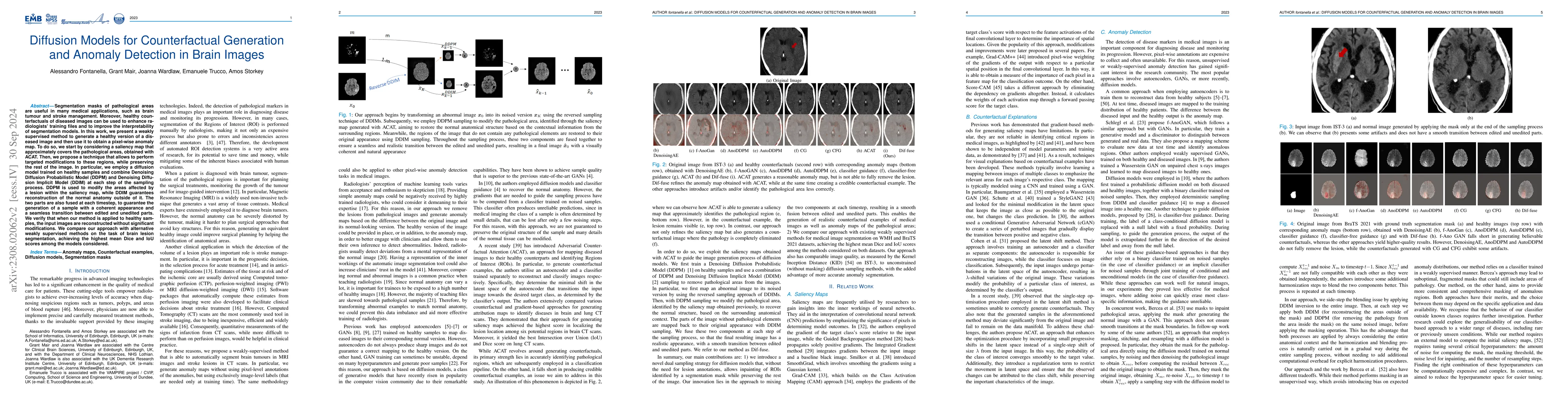 Thumbnail for Diffusion Models for Counterfactual Generation and Anomaly Detection in
  Brain Images
