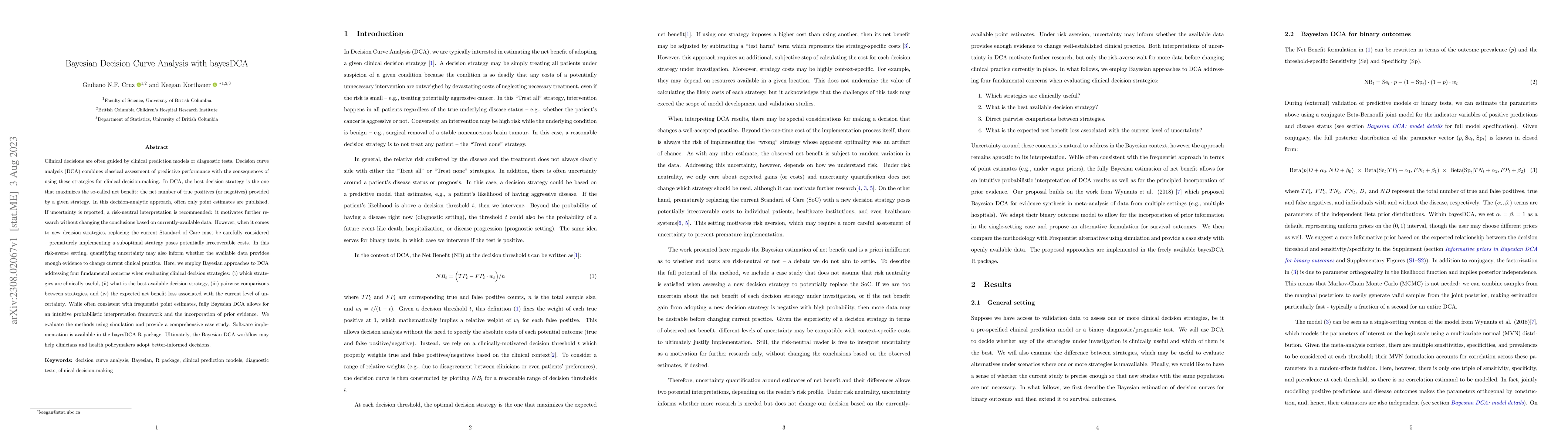 Thumbnail for Bayesian Decision Curve Analysis with bayesDCA