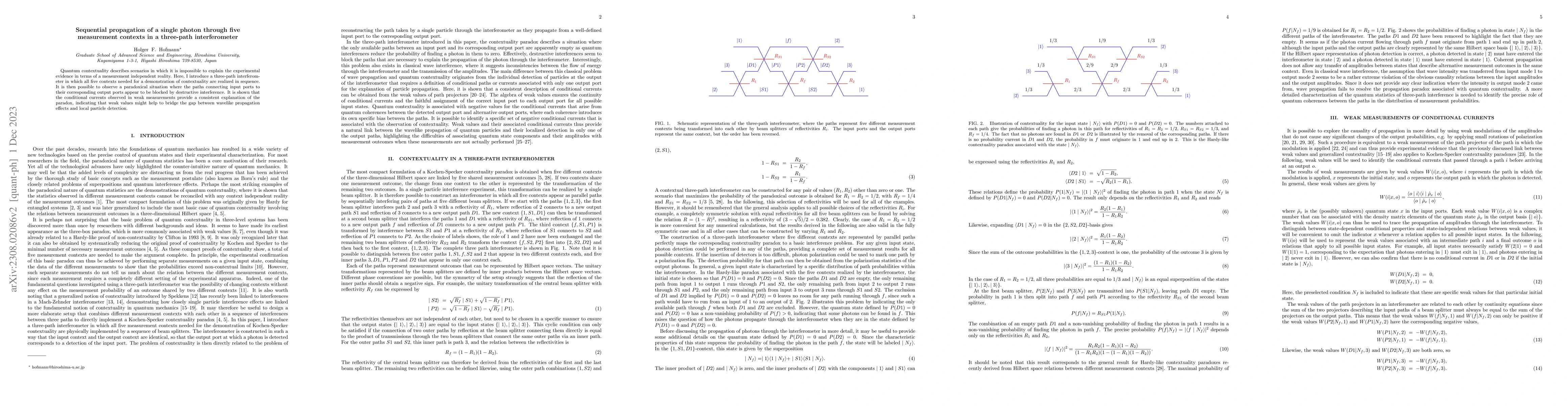 Thumbnail for Sequential propagation of a single photon through five measurement
  contexts in a three-path interferometer