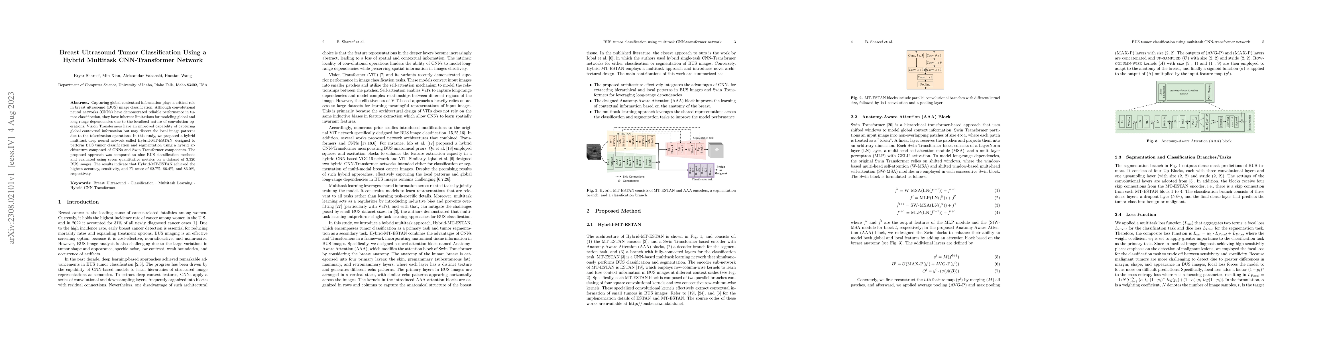 Thumbnail for Breast Ultrasound Tumor Classification Using a Hybrid Multitask
  CNN-Transformer Network