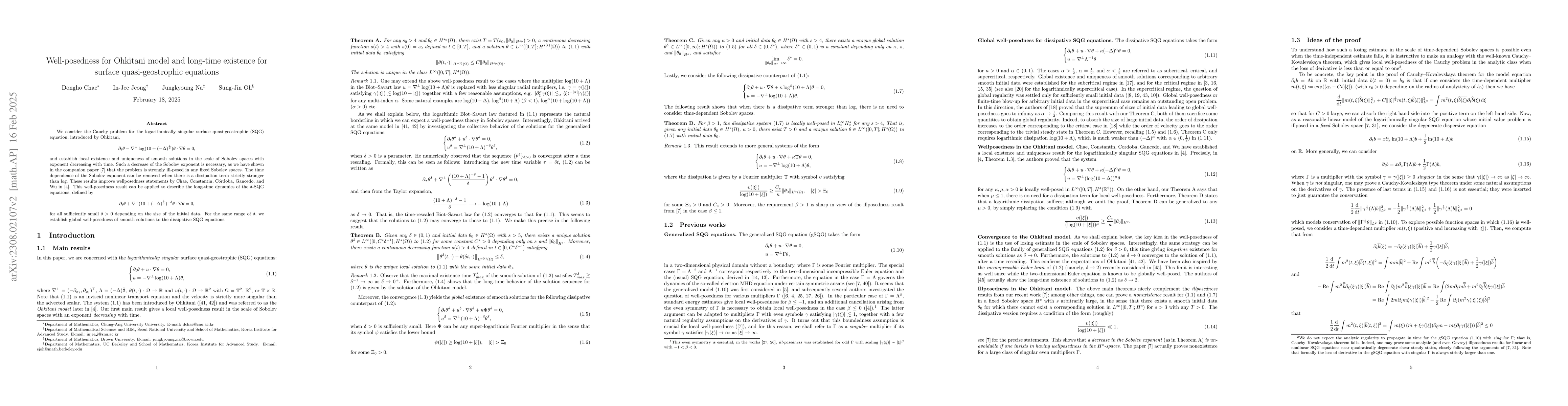 Thumbnail for Well-posedness for Ohkitani model and long-time existence for surface
  quasi-geostrophic equations