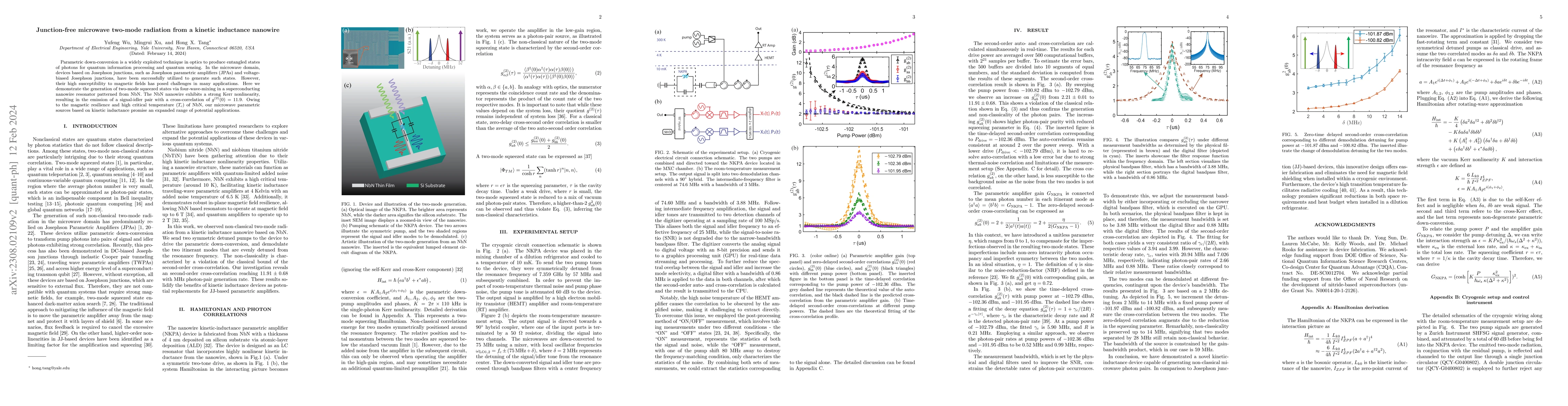 Thumbnail for Junction-free microwave two-mode radiation from a kinetic inductance
  nanowire
