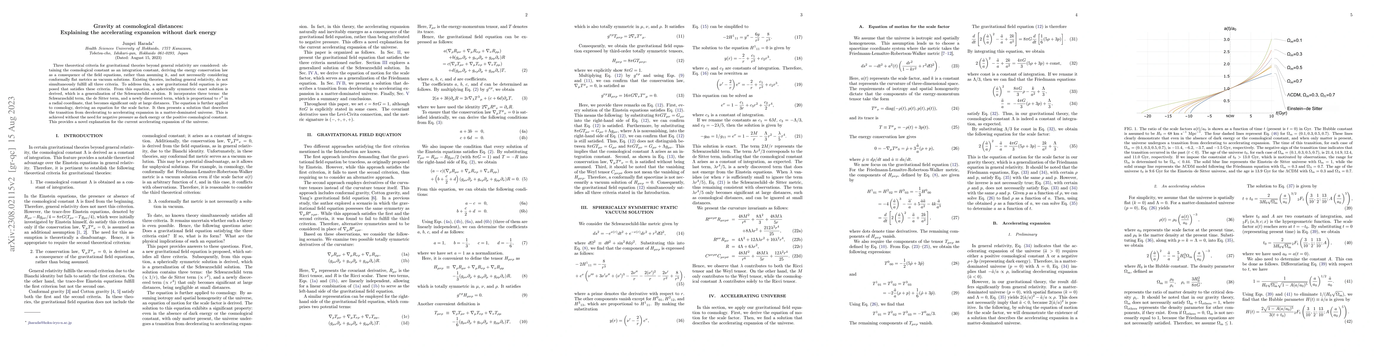 Thumbnail for Gravity at cosmological distances: Explaining the accelerating expansion
  without dark energy