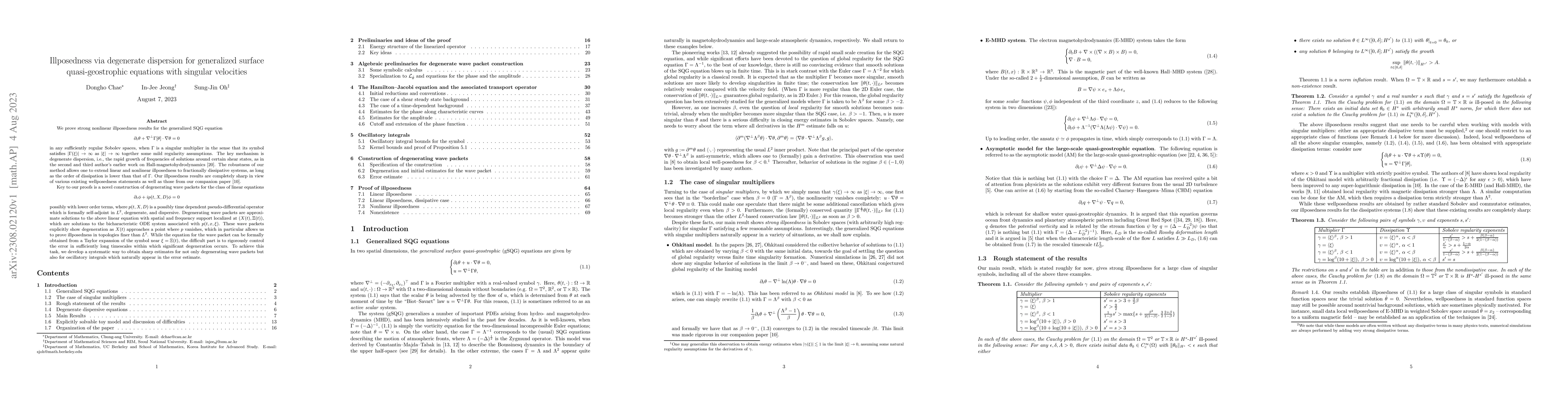 Thumbnail for Illposedness via degenerate dispersion for generalized surface
  quasi-geostrophic equations with singular velocities