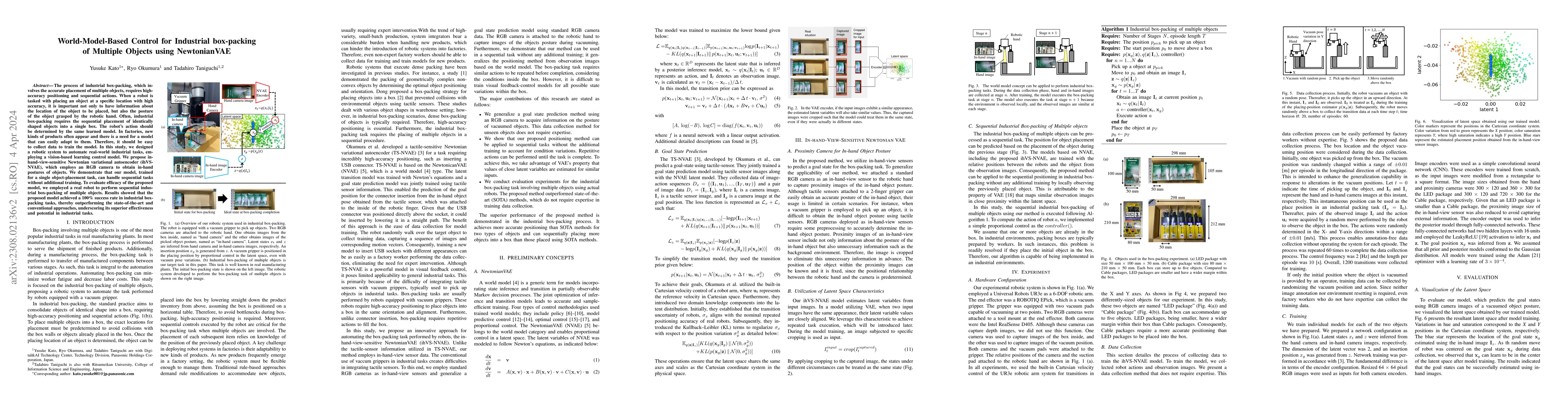 Thumbnail for World-Model-Based Control for Industrial box-packing of Multiple Objects
  using NewtonianVAE