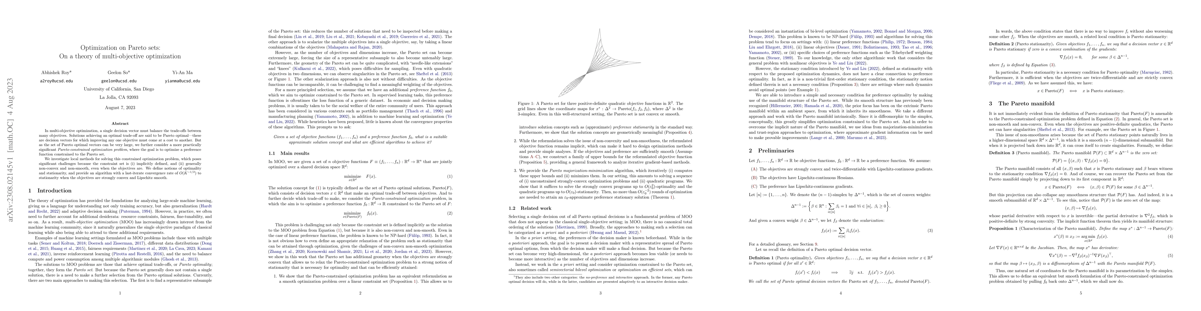 Thumbnail for Optimization on Pareto sets: On a theory of multi-objective optimization