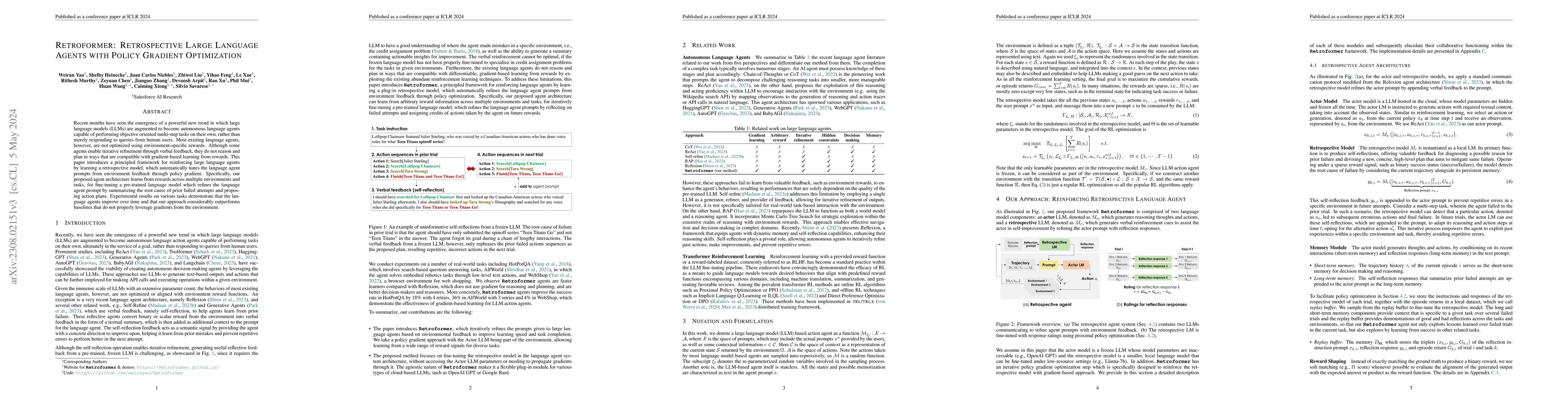 Thumbnail for Retroformer: Retrospective Large Language Agents with Policy Gradient
  Optimization