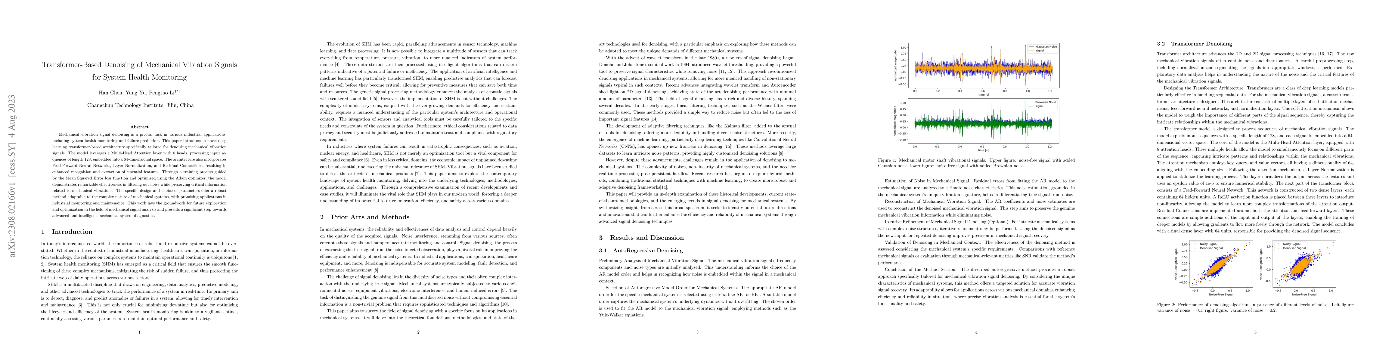Thumbnail for Transformer-Based Denoising of Mechanical Vibration Signals