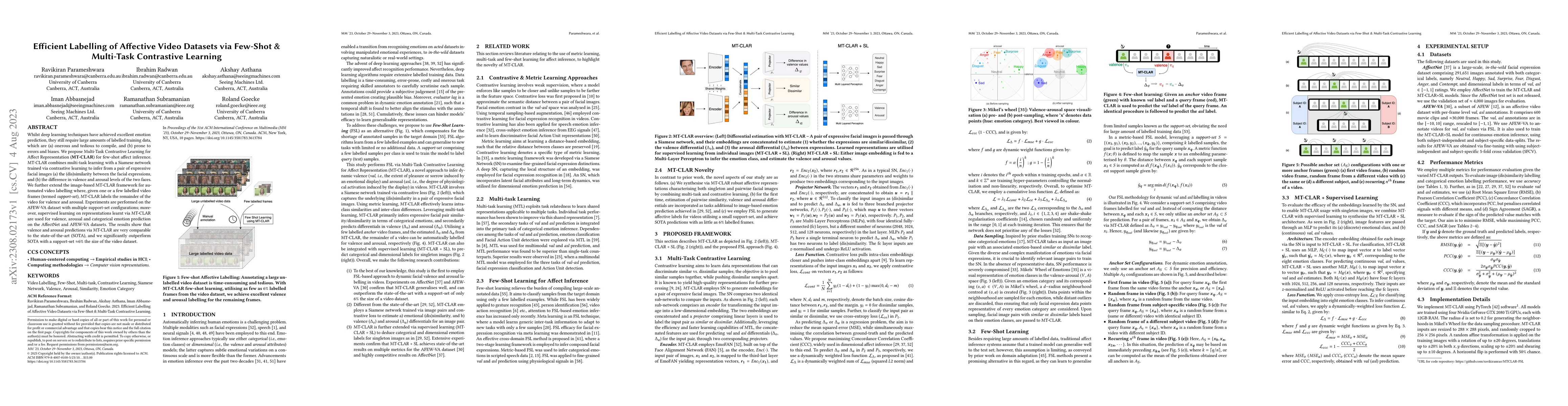 Thumbnail for Efficient Labelling of Affective Video Datasets via Few-Shot &
  Multi-Task Contrastive Learning
