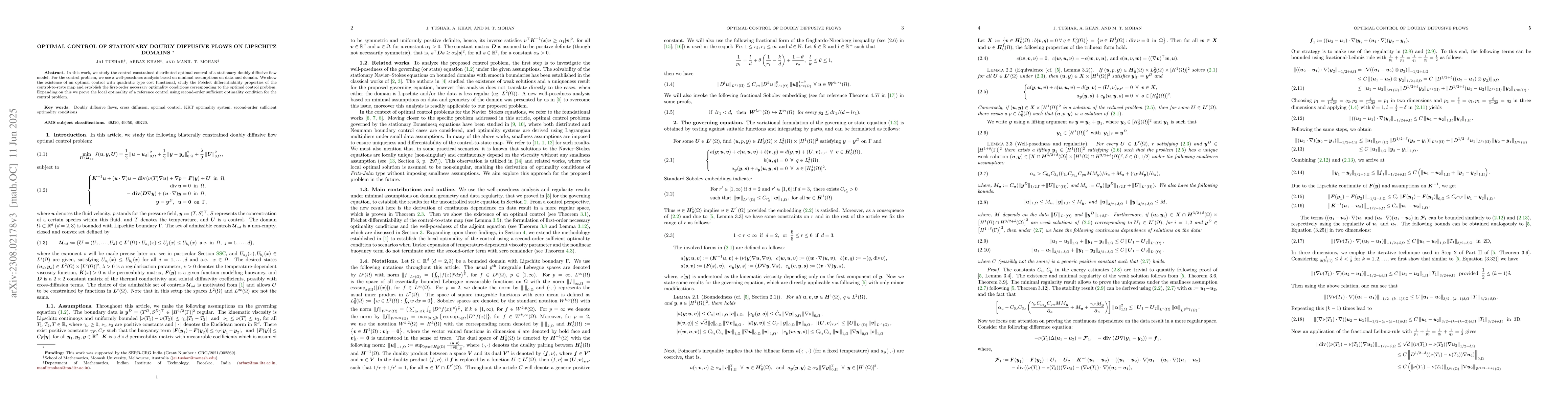 Thumbnail for Optimal Control of Stationary Doubly Diffusive Flows on Two and Three
  Dimensional Bounded Lipschitz Domains: A Theoretical Study
