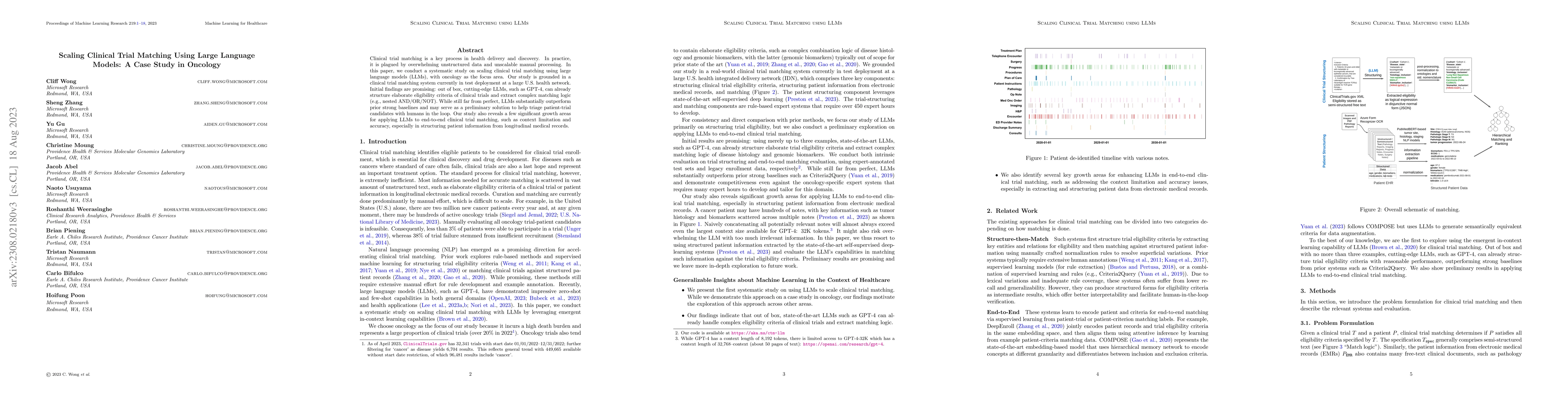 Thumbnail for Scaling Clinical Trial Matching Using Large Language Models: A Case
  Study in Oncology