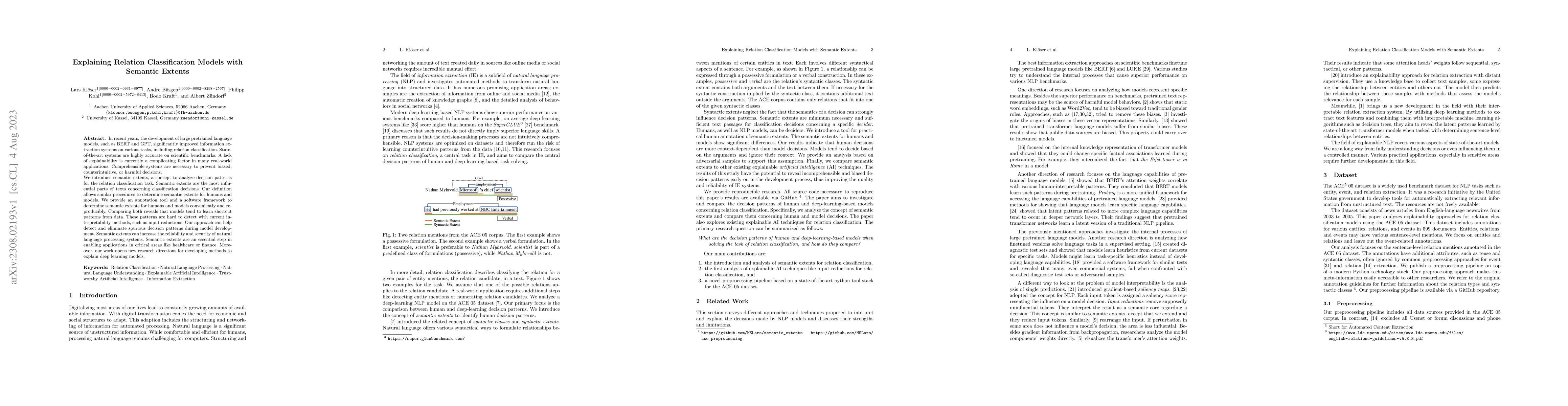 Thumbnail for Explaining Relation Classification Models with Semantic Extents